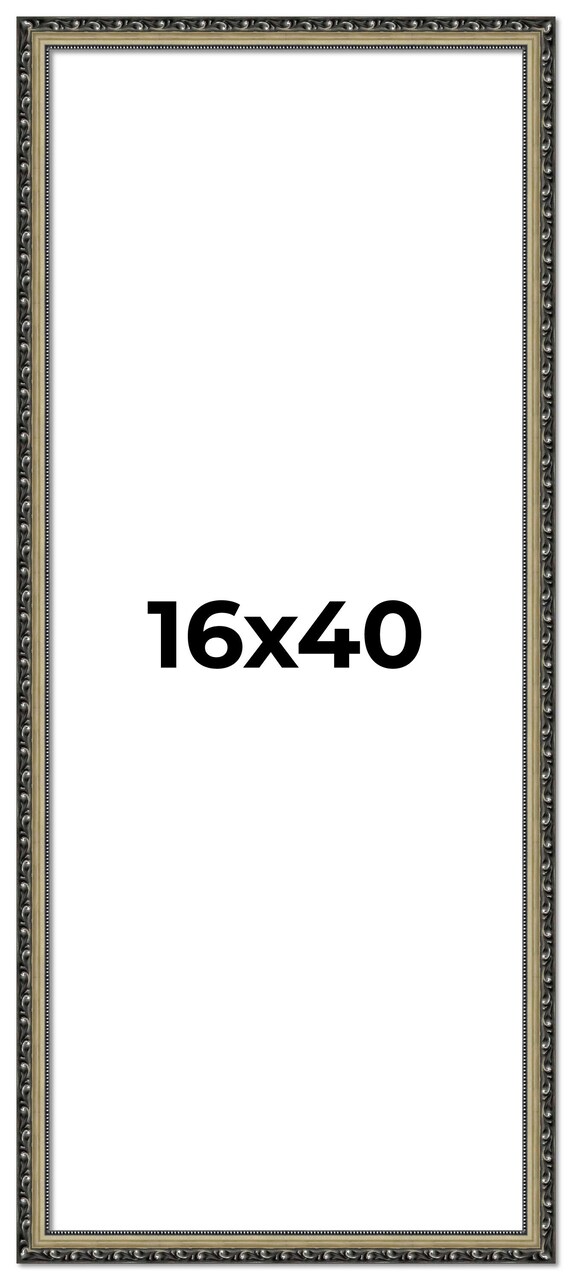 16x40 Museum-Quality Picture Frame with UV-Resistant Acrylic & Acid-Free Backing, Available in 4 Finishes - Gold, Silver, Bronze, and Black
